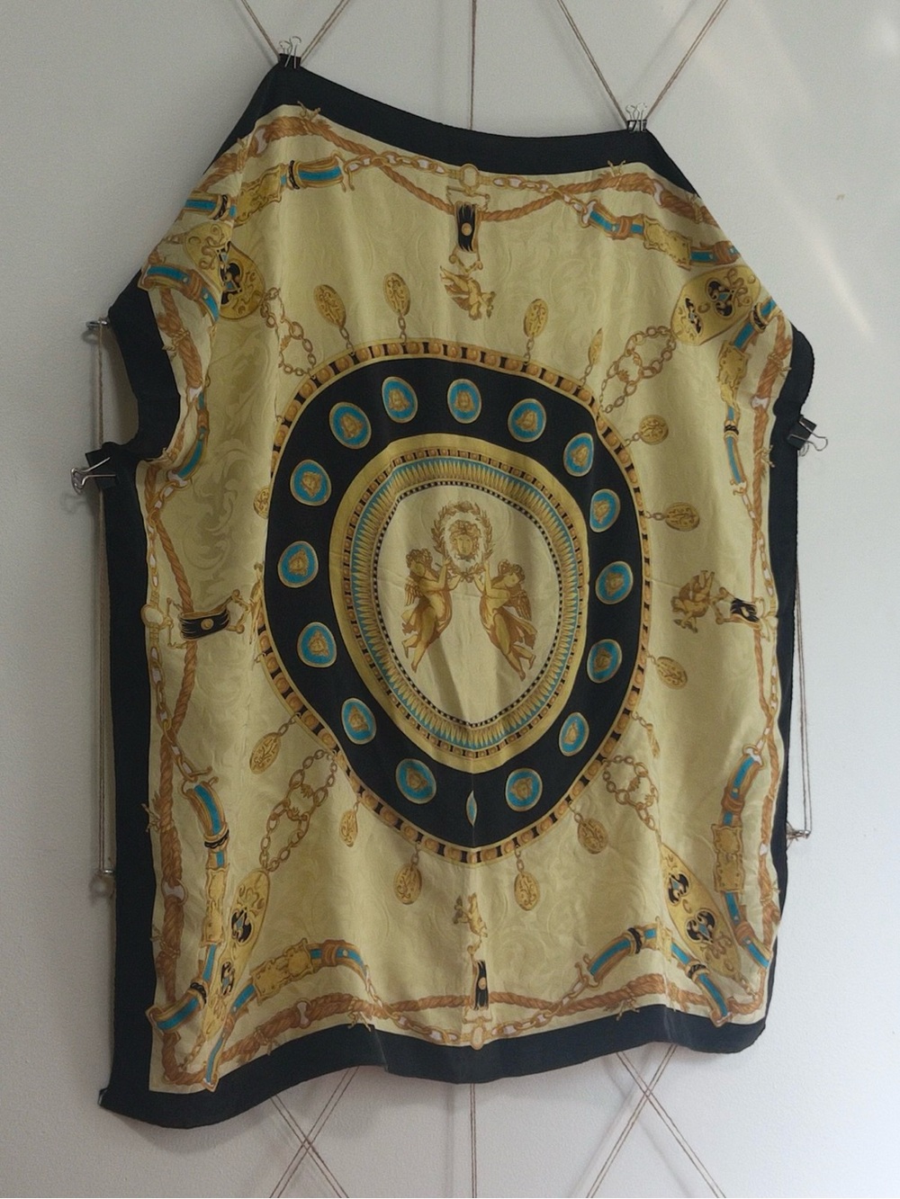 Italian Silk Scarf. Baroque Print. c. 1990s.